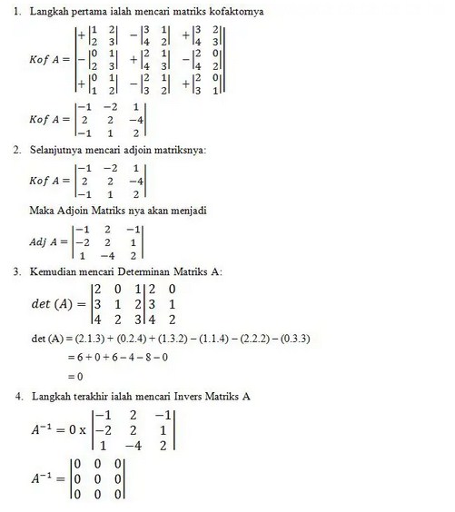 Contoh Soal Dan Rumus Matriks Invers 2x2 3x3 4x4 Lengkap