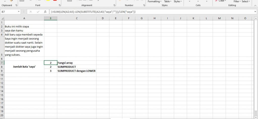 Tips Menghitung Jumlah Kata di Excel